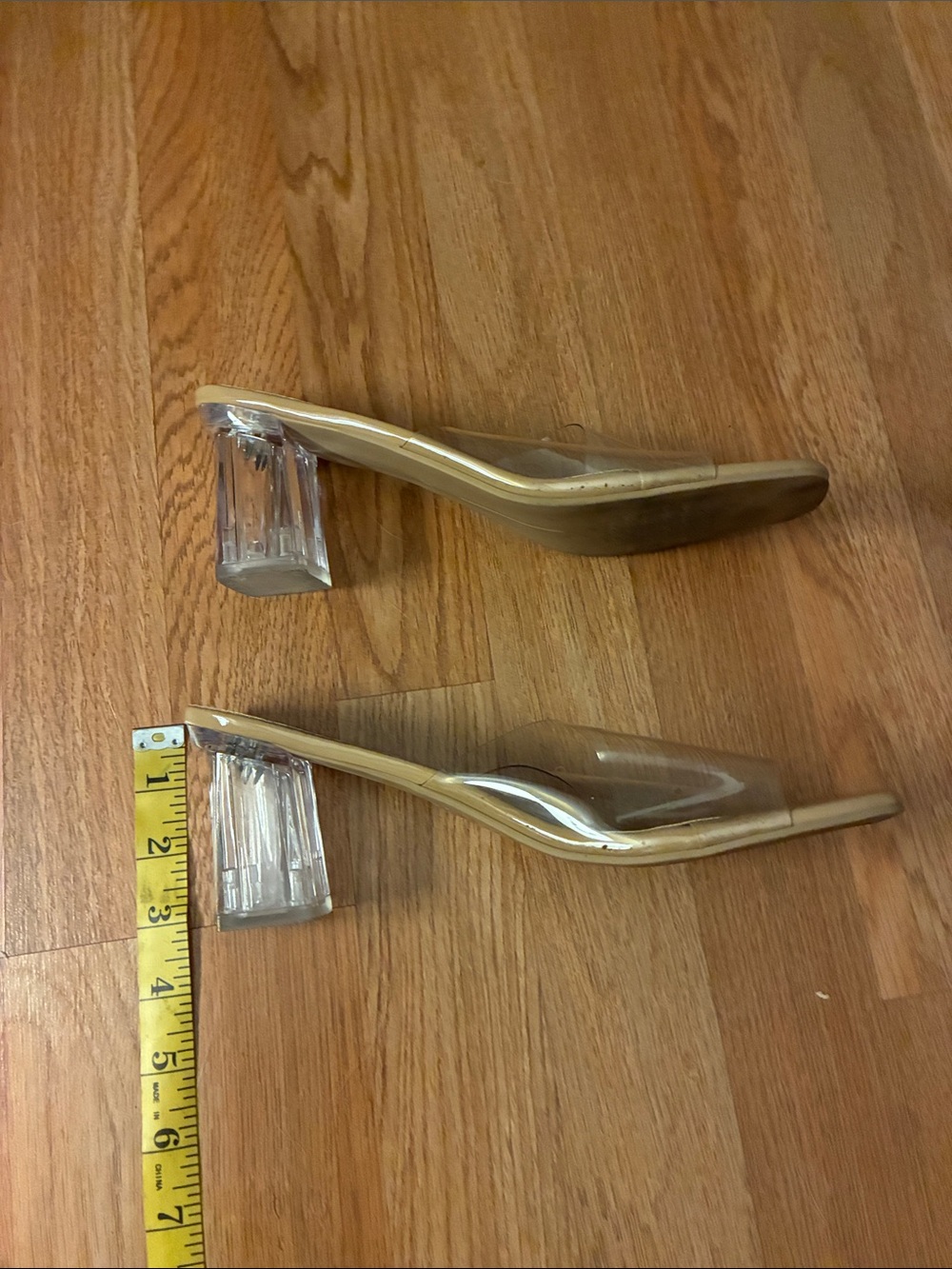 Clear Strap Nude Slide Heels for Women - Picture 4 of 8